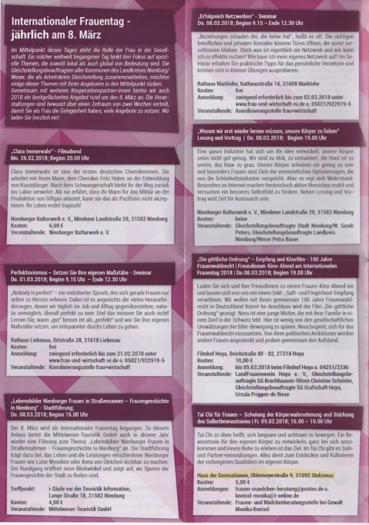 Veranstaltungen zum 8.3.2018